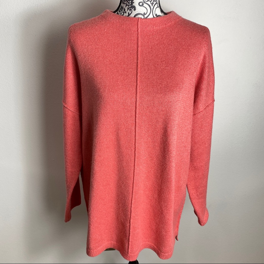 J. Jill Peach Exposed Seam Crew Neck Drop Shoulder Chunky Sweater M